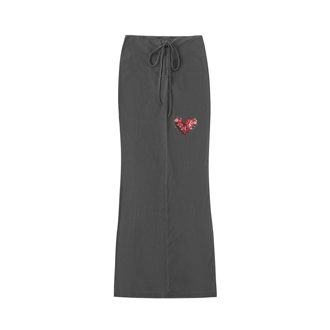 Dyed Washed Drawstring Maxi Skirt