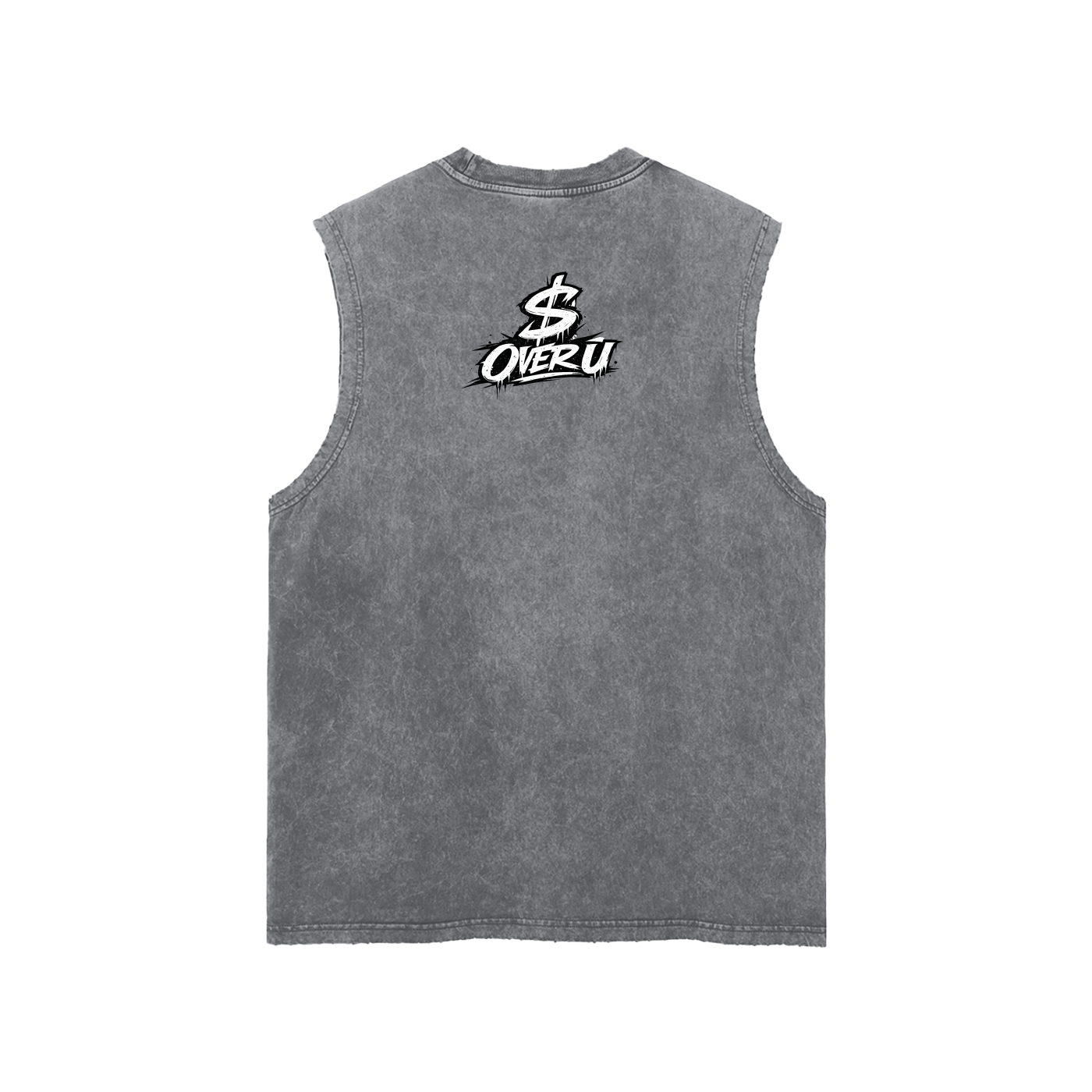 HUSTLE SEASON Snow Washed Frayed Hem Tank Top