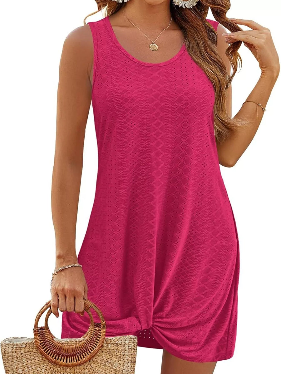 Sleeveless Knotted Hem Tank Dress