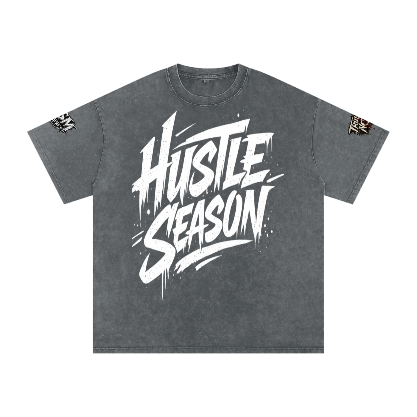 HUSTLE SEASON Snow Washed Oversized Cotton T-Shirt