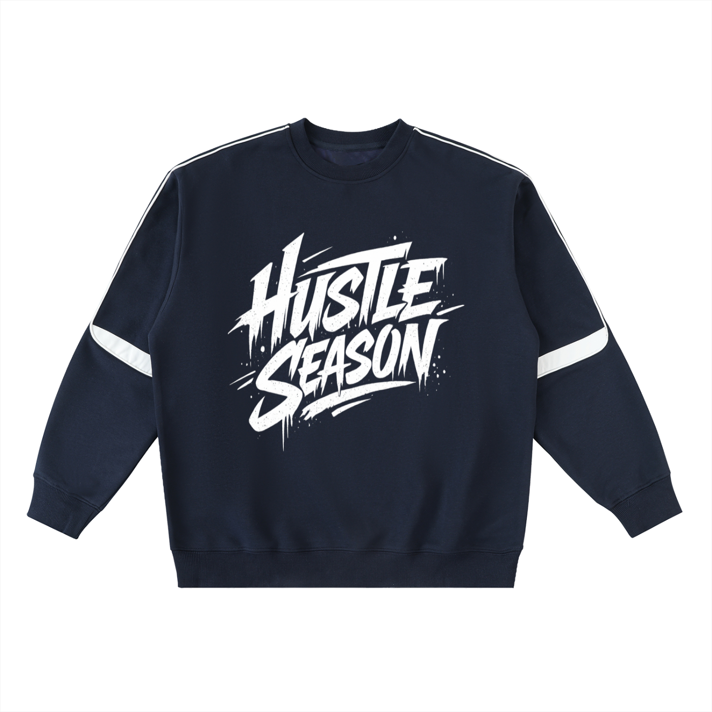HUSTLE SEASON Oversized Crewneck Taped Sweatshirt