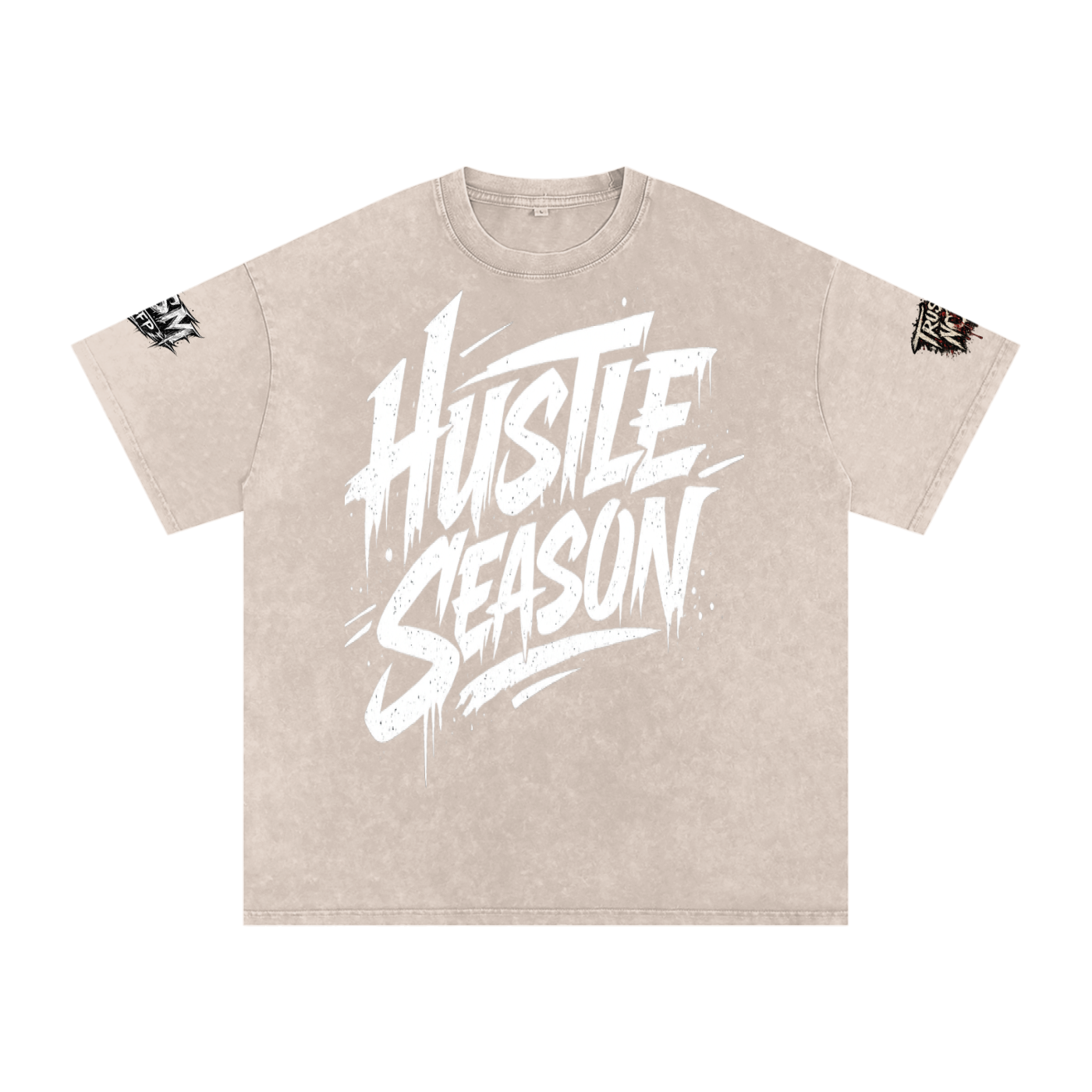 HUSTLE SEASON Snow Washed Oversized Cotton T-Shirt