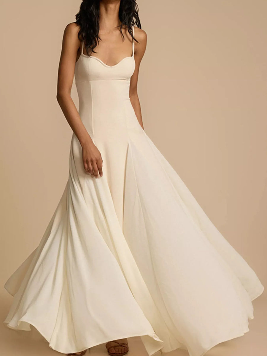 Sweetheart Neck Spaghetti Strap Flowy Maxi Dress