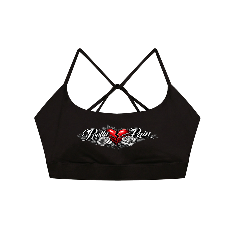 PRETTY PAIN Strappy Criss Cross Yoga Sports Bra