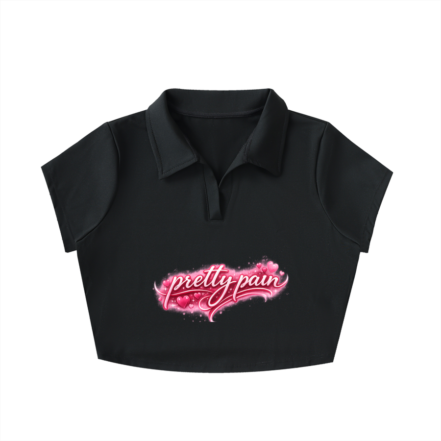 PRETTY PAIN V-Neck Lapel Crop Top